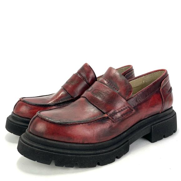 Sundance Shoes - Sundance Casta Baxter Leather Platform Chunky Lug Sole Penny Loafers EU size 38